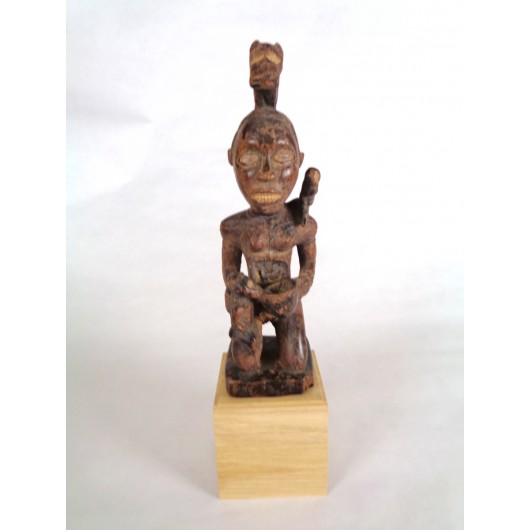 Socle pour statuette et sculpture en chêne, décoration africaine